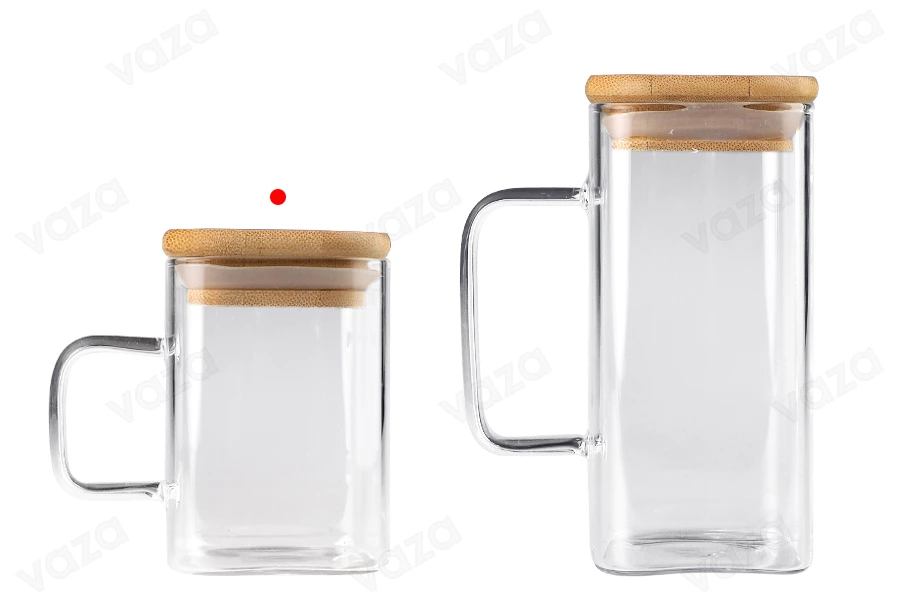 Βάζο με χερούλι 230 ml τετράγωνο με ξύλινο καπάκι και τρύπα για καλαμάκι Βάζο με χερούλι 230 ml τετράγωνο με ξύλινο καπάκι και τρύπα για καλαμάκι-εικόνα_σύνθεση