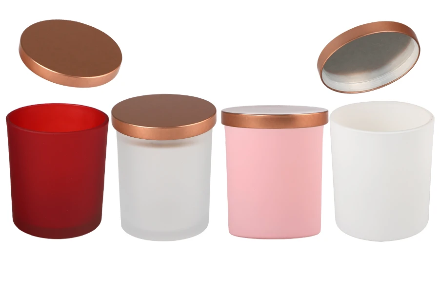Glass jar 300 ml with metal cap and rubber in different colors