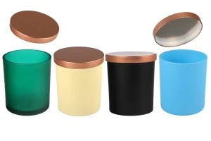 Βάζο γυάλινο 300 ml με μεταλλικό καπάκι και λάστιχο σε διάφορα χρώματα-1