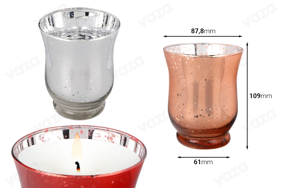 Decorative glass jar 370ml in different colors suitable for tea lights and candles-bildabmessungen