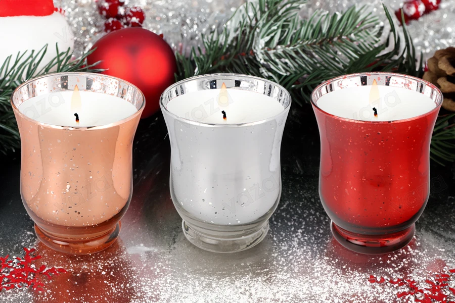 Decorative glass jar 370ml in different colors suitable for tea lights and candles-bildgruppe