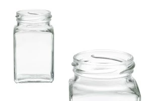 Βάζο 260ml γυάλινο, τετράγωνο για μέλι, γλυκά (T.O 58) - 48 τμχ-1