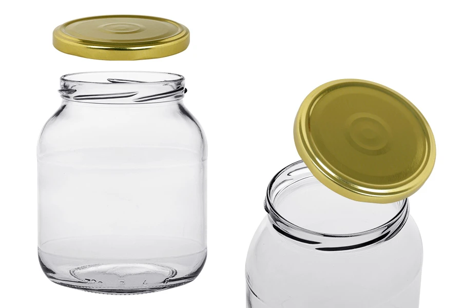 Bocal ovale en verre 720 ml avec couvercle doré et flip top - 24 pcs Bocal ovale en verre 720 ml avec couvercle doré et flip top - 24 pcs