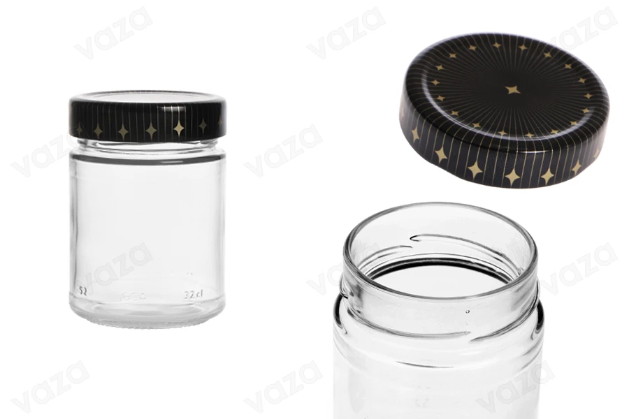 Βάζο 320 ml γυάλινο μαζί με καπάκι - 18 τμχ-εικόνα_προϊοντική