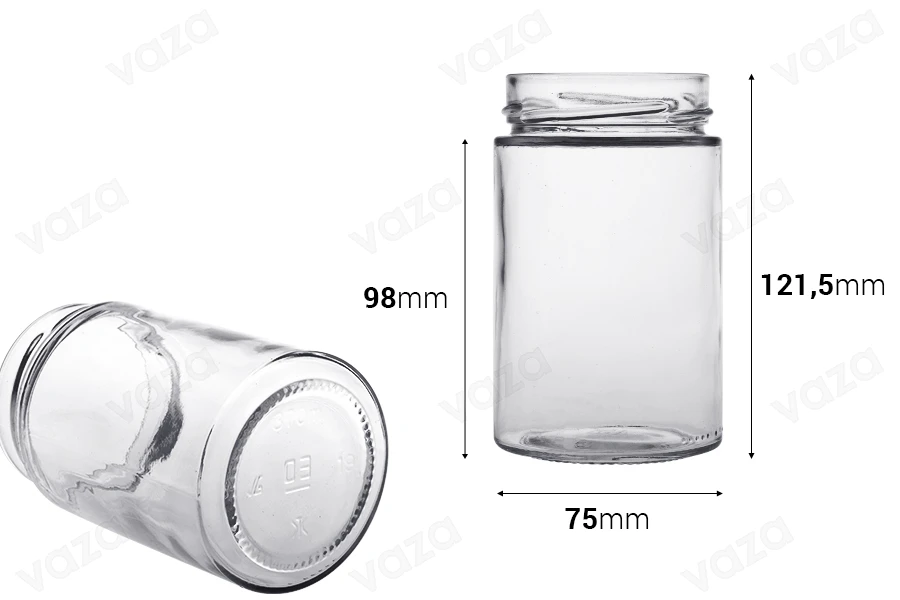 Βάζο γυάλινο κυλινδρικό 370 ml Τ.Ο 70/15 Deep - 20 τμχ-εικόνα_διαστάσεις