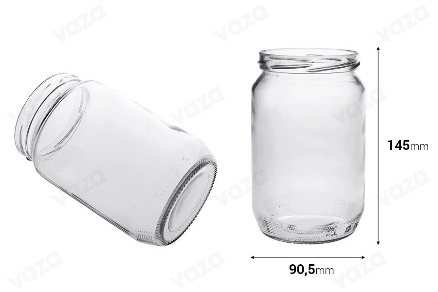 Kavanoz qelqi cilindrik 720 ml transparent - për 1 kg mjaltë  - 12 copë  -imazh_dimensione