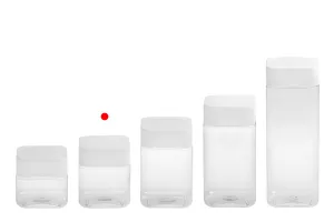 Transparent 280ml square PET jar with white cap and high-frequency inner liner-7