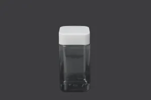 Transparent 520ml square PET jar with white cap and high-frequency inner liner-1