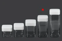 Βάζο για άλατα 520 ml, τετράγωνο, διάφανο, πλαστικό (PET) με άσπρο καπάκι και υψίσυχνο παρέμβυσμα