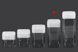 Transparent 520ml square PET jar with white cap and high-frequency inner liner-5