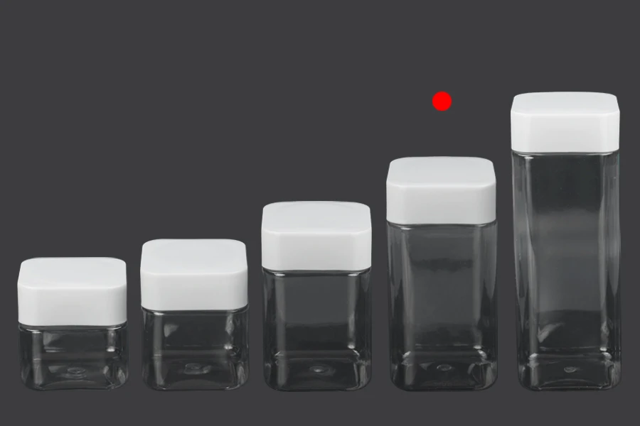 Βάζο για άλατα 520 ml, τετράγωνο, διάφανο, πλαστικό (PET) με άσπρο καπάκι και υψίσυχνο παρέμβυσμα