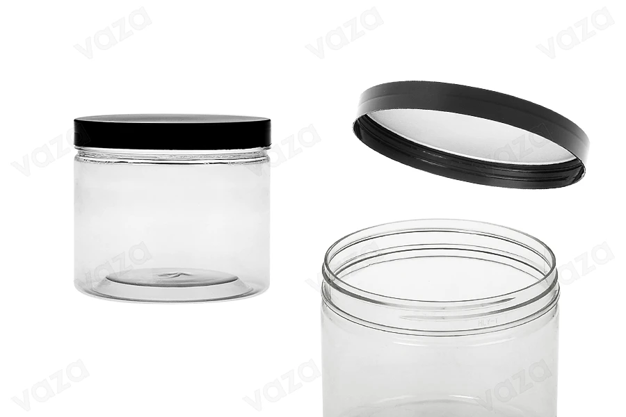 Βάζο για άλατα μπάνιου 550 ml πλαστικό (PET) διάφανο με μαύρο καπάκι Βάζο για άλατα μπάνιου 550 ml πλαστικό (PET) διάφανο με μαύρο καπάκι-εικόνα_προϊοντική