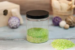 Βάζο για άλατα μπάνιου 750 ml πλαστικό διάφανο με μαύρο καπάκι 100x120 mm-6