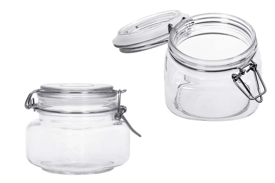 Βάζο γυάλινο 500 ml με σύρμα και λάστιχο Βάζο γυάλινο 500 ml με σύρμα και λάστιχο