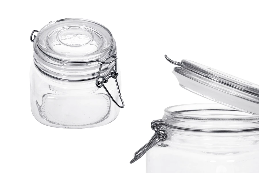 Βάζο γυάλινο 500 ml με σύρμα και λάστιχο Βάζο γυάλινο 500 ml με σύρμα και λάστιχο