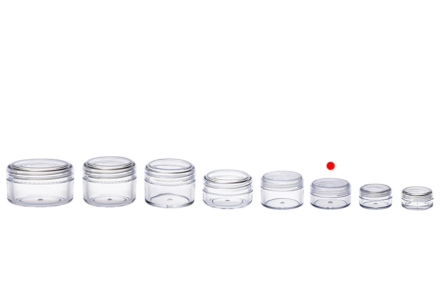 10 ml transparent acrylic jar with cap - available in a package with 12 pcs