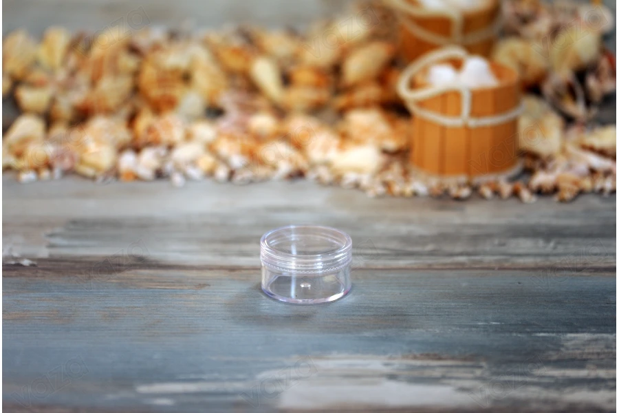 Vasetto trasparente da 30 ml, in acrilico 49x27 mm con tappo - 12 pz-dimensioni_immagine