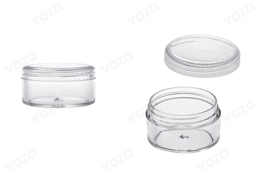Vasetto trasparente da 30 ml, in acrilico 49x27 mm con tappo - 12 pz-immagine_prodotto