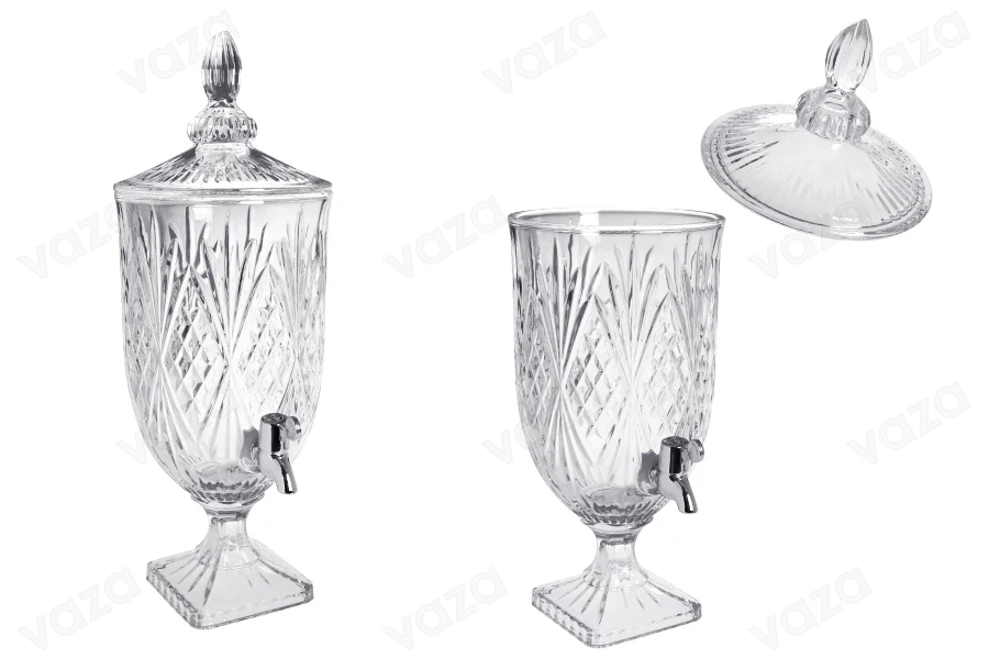 Γυάλα 5000 ml με βρυσάκι και καπάκι, κυλινδρική με τετράγωνη βάση-εικόνα_προϊοντική