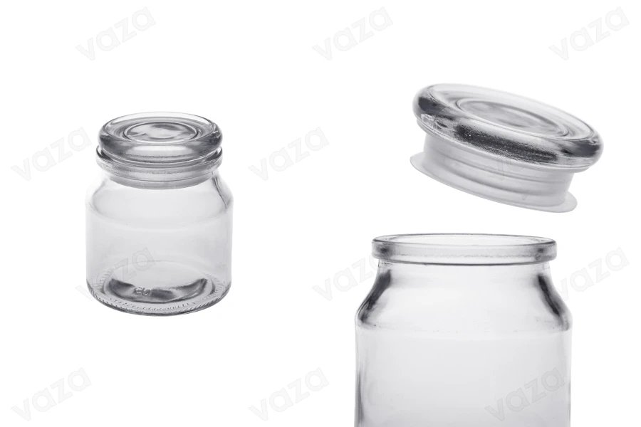 Glass jar 100 ml with glass lid and airtight closure Glass jar 100 ml with glass lid and airtight closure-image_product