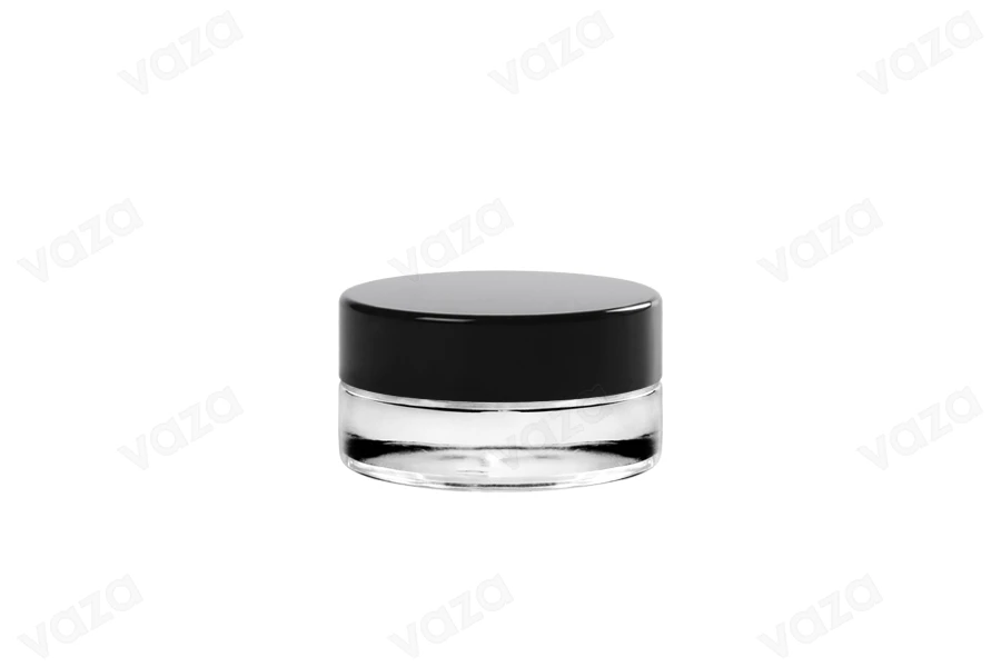 Transparent 5ml glass cream jar with cap and EPE liner inserted in the cap-image_group