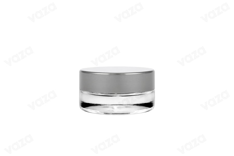 Transparent 5ml glass cream jar with cap and EPE liner inserted in the cap-image_group