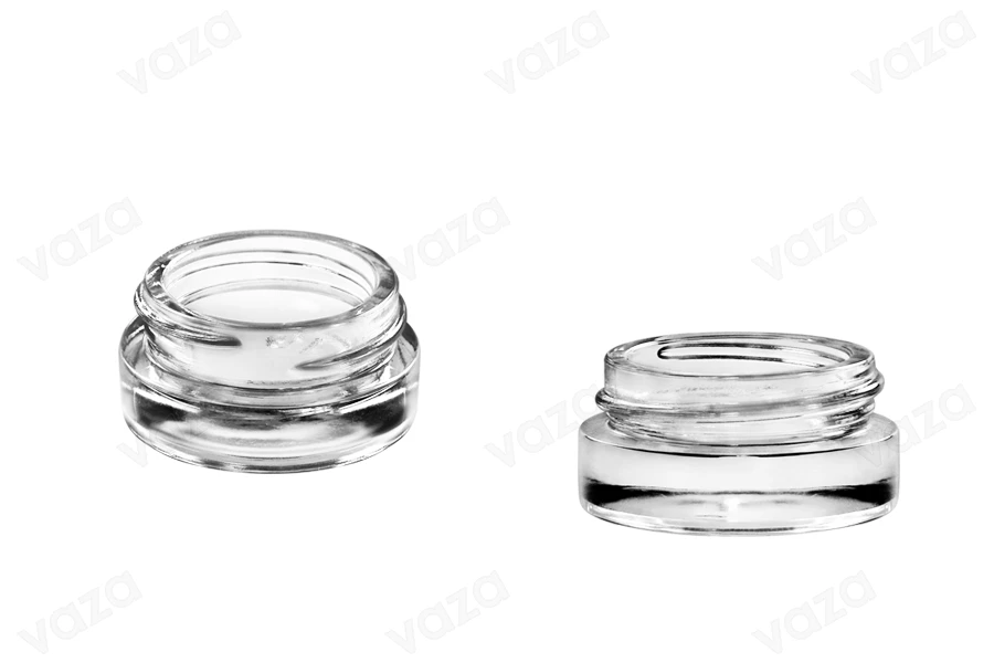 Transparent 5ml glass cream jar with cap and EPE liner inserted in the cap-image_group
