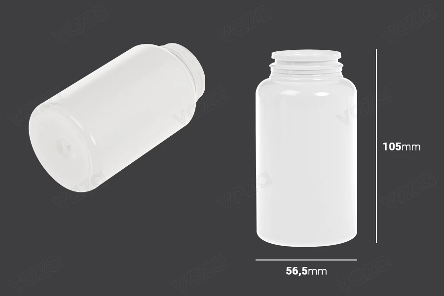 Barattolo in plastica PET da 200 ml di colore bianco per pillole e capsule-εικόνα_διαστάσεις