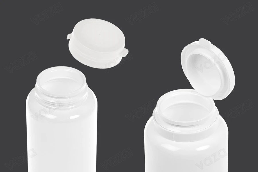Barattolo in plastica PET da 200 ml di colore bianco per pillole e capsule-εικόνα_σύνθεση