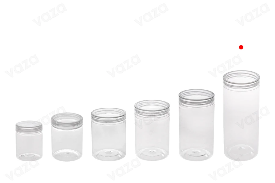 Transparente Pet Dose 410ml 65x150 mm mit Deckel - 6 Stücke Transparente Pet Dose 410ml 65x150 mm mit Deckel - 6 Stücke-bildgruppe