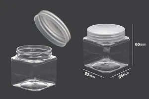 Transparent 115ml PET jar with cap in size 55x55x60 mm -available in a package with 12 pcs-2