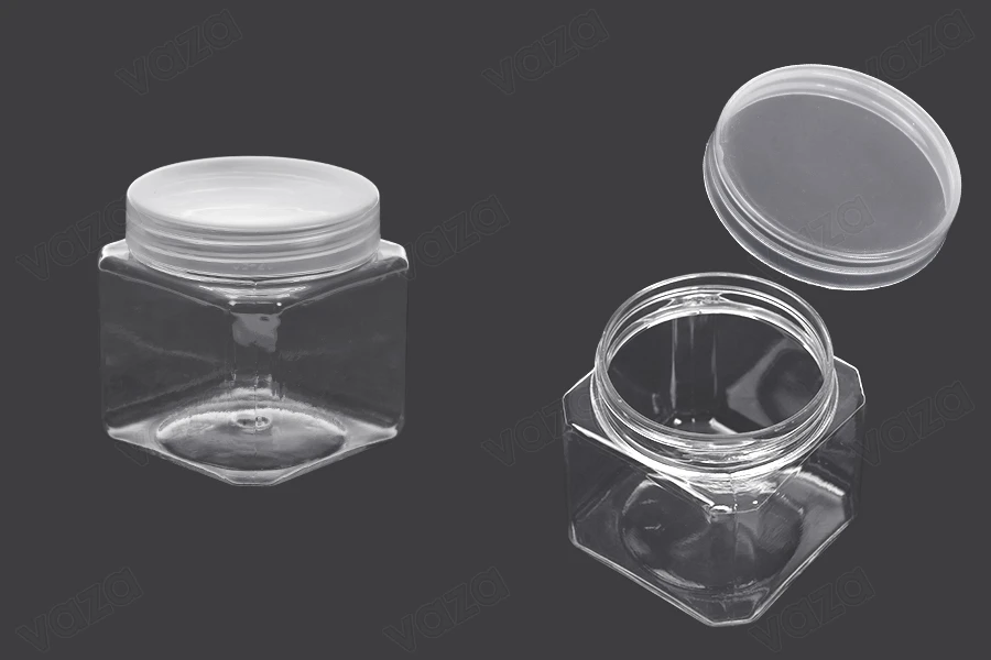 Βαζάκι 115 ml πλαστικό (PET) 55x55x60 mm διάφανο με καπάκι - 12 τμχ-εικόνα_προϊοντική