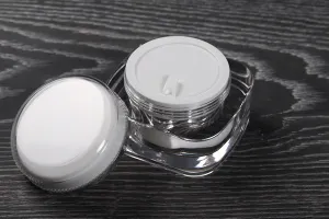 Gläschen 50ml Acryl, transparent mit weißer Kappe und Kunststoffdichtung-5