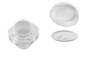 Gläschen 50ml Acryl, transparent mit weißer Kappe und Kunststoffdichtung-2