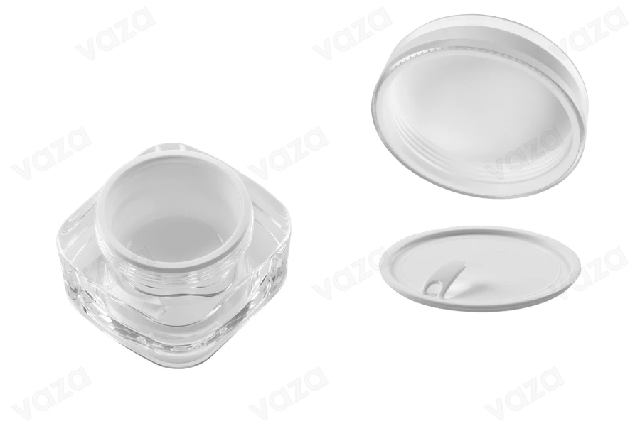 Gläschen 50ml Acryl, transparent mit weißer Kappe und Kunststoffdichtung-bildabmessungen