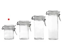 Pot de verre rond de 40ml 65 x 45 mm avec fermeture hermétique (fil de fer et caoutchouc sur le couvercle)