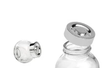 Βάζο 50 ml γυάλινο που πλαγιάζει με δύο βάσεις και ασημί, πλαστικό καπάκι