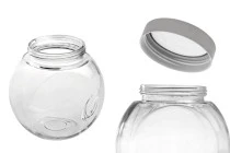 Βάζο 2000 ml γυάλινο που πλαγιάζει με δύο βάσεις και ασημί-διάφανο, πλαστικό καπάκι Βάζο 2000 ml γυάλινο που πλαγιάζει με δύο βάσεις και ασημί-διάφανο, πλαστικό καπάκι