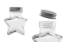 Βαζάκι 60 ml γυάλινο σε σχήμα αστεριού με ασημί καπάκι αλουμινίου