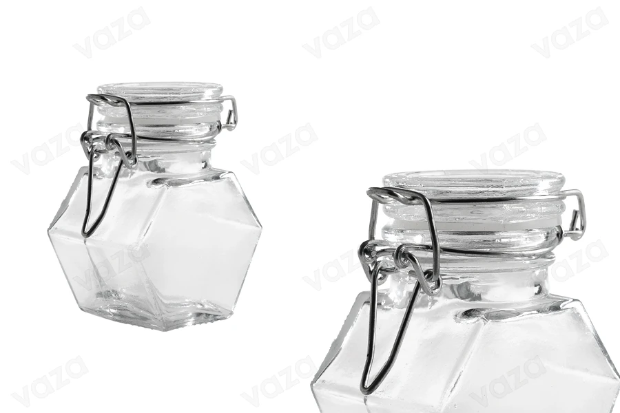 Βαζάκι 100 ml γυάλινο, πολύγωνο με αεροστεγές κλείσιμο (σύρμα και λάστιχο στο καπάκι) Βαζάκι 100 ml γυάλινο, πολύγωνο με αεροστεγές κλείσιμο (σύρμα και λάστιχο στο καπάκι)-εικόνα_διαστάσεις