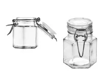 Drahtbügelglas 100 ml 53x80 mm sechseckig