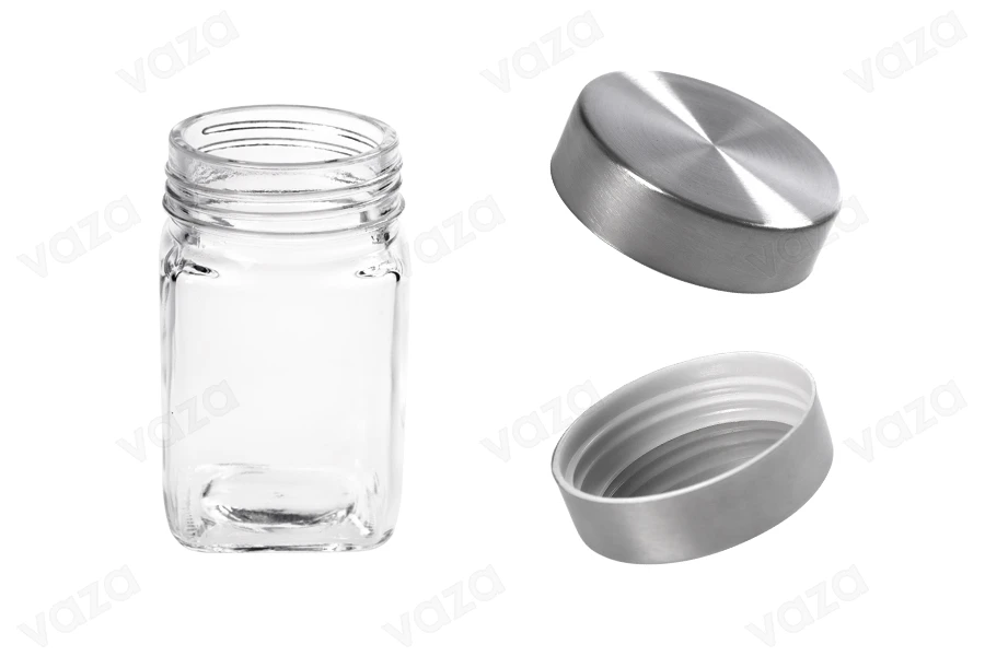 Βαζάκι 270 ml γυάλινο τετράγωνο 65x110 mm με ασημί καπάκι Βαζάκι 270 ml γυάλινο τετράγωνο 65x110 mm με ασημί καπάκι-εικόνα_διαστάσεις