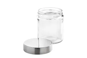 300 ml Glas rund 80x100 mm Glas mit silbernem Deckel-2