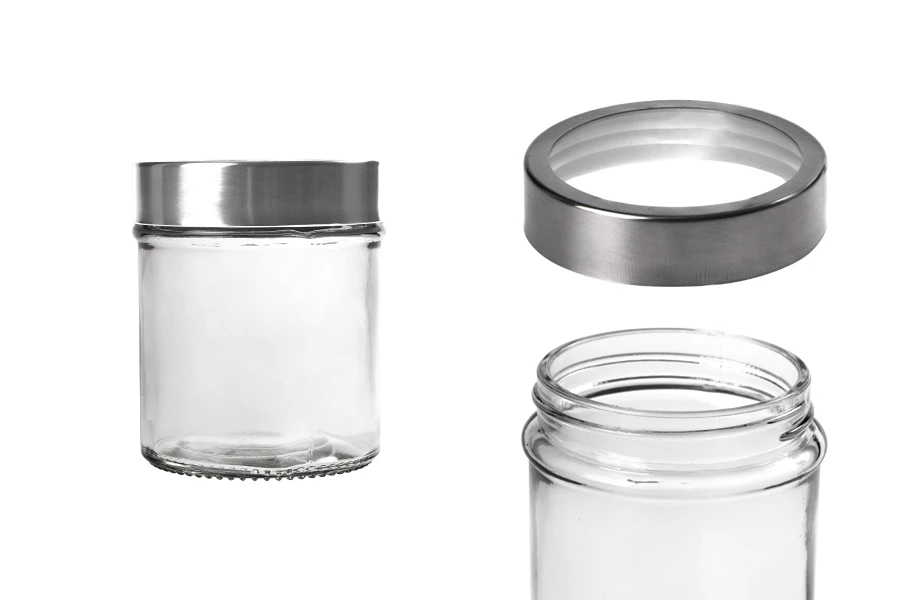 Petit pot rond de 300ml en verre 80 x 100 mm avec couvercle en argent-transparent Petit pot rond de 300ml en verre 80 x 100 mm avec couvercle en argent-transparent