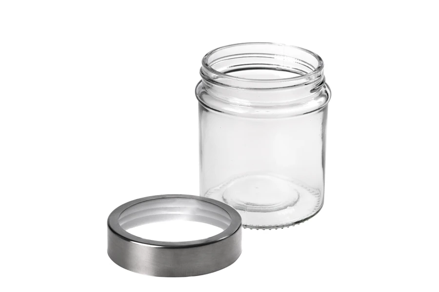 Petit pot rond de 300ml en verre 80 x 100 mm avec couvercle en argent-transparent Petit pot rond de 300ml en verre 80 x 100 mm avec couvercle en argent-transparent