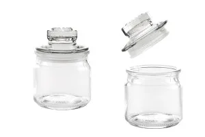 Barattolo in vetro da 150 ml con tappo e chiusura ermetica 70x100 mm-1