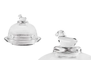 Petit pot en verre pour bonbons et faveurs avec base et couvercle-1