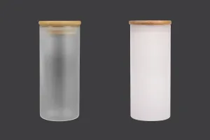 Bocal en verre 65x150 mm avec couvercle en bois de différentes couleurs-5