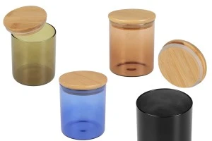 Βαζάκι γυάλινο 85x100 mm με ξύλινο καπάκι και λάστιχο-1