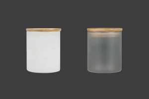 Βαζάκι γυάλινο 85x100 mm με ξύλινο καπάκι και λάστιχο-5